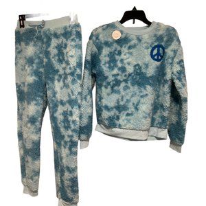 EPIC THREADS GIRLS SUGAR BLUE FLEECE PEACE SIGN 2-PC SET